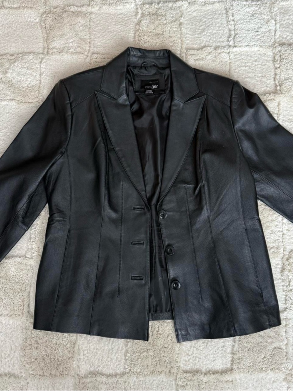 East 5th Women's Black Leather Blazer Jacket